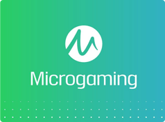 Logo de Microgaming en verde con las letras en blanco.