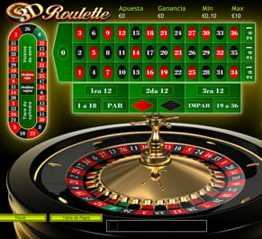 Partida a la ruleta online en su modalidad 3D.