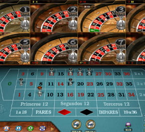 Partida a la ruleta online en su versión multirrueda con ocho cilindros.